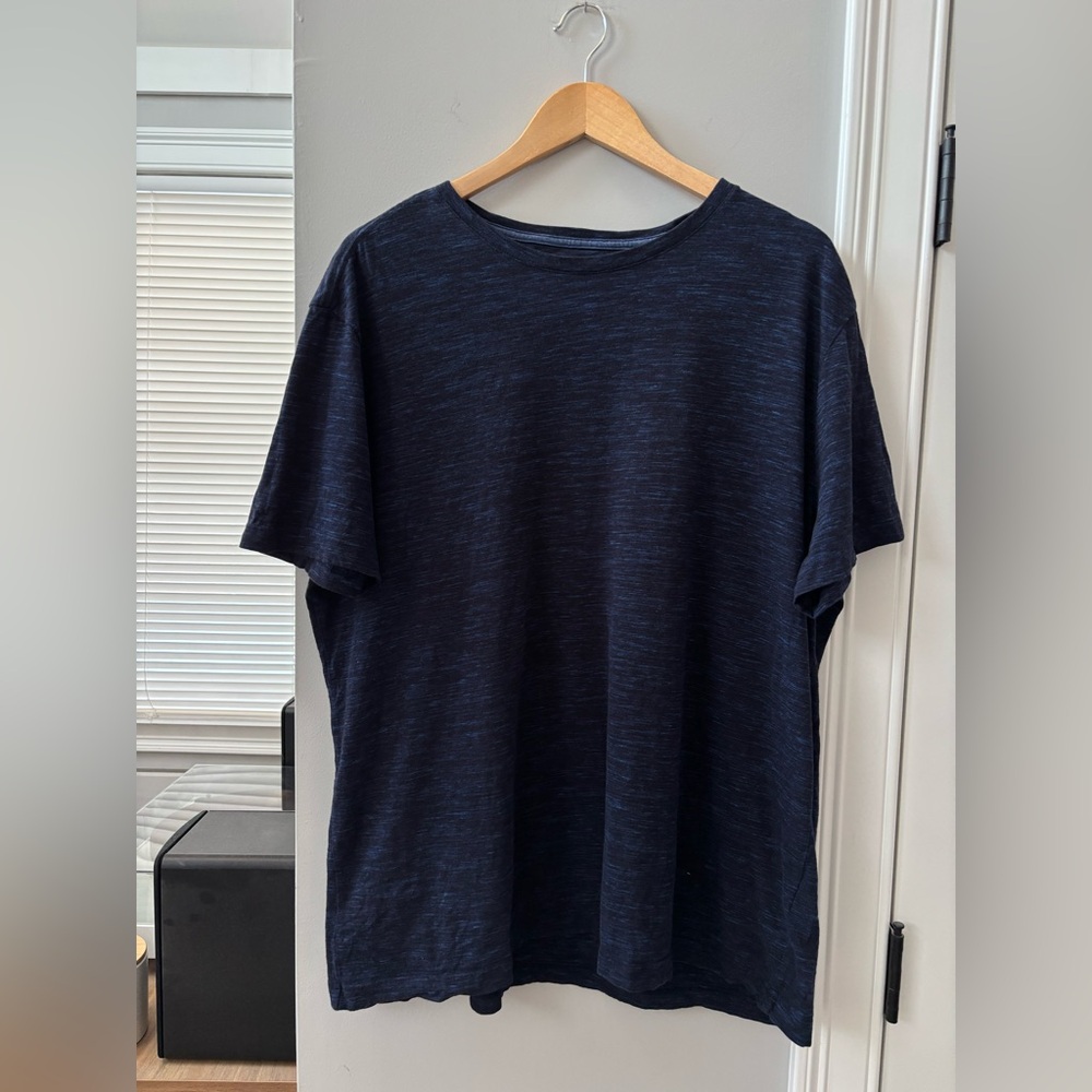 Banana Republic Mens Heather Navy Blue Soft Wash Crew-Neck Short Sleeve T-Shirt